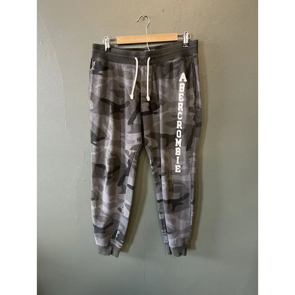 Abercrombie & Fitch Womens Black Camo Jogger Sweatpants w/ Drawstring Size M